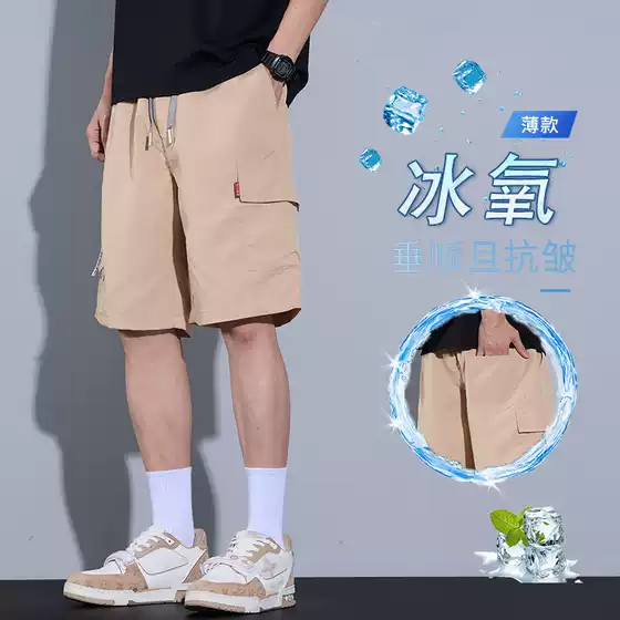 Summer New Tooling Mid-length Pants Men's Japanese Style Trendy Brand Thin Fashionable All-match Daily Sports Men's Loose Trendy Five Points