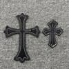 New European and American black retro cross embroidery embroidery logo sewing leather logo clothing textile fashion accessories cloth stickers