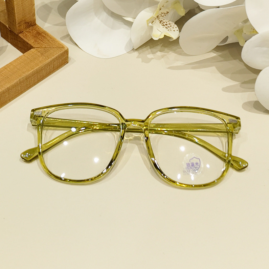 Square Nail Flat Glasses Women's Internet Celebrity Ins Decorative Large-Frame Glasses Korean-Style Cold Tea Plain Glasses Frame for Myopia