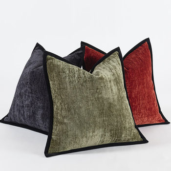 Amazon Thickened Chenille Pillow Solid Color White Red Cushion Living Room Sofa Square Cushion Cover Simple