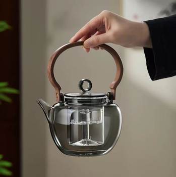 Glass Teapot, Electric Ceramic Stove, Water Kettle, High Temperature Resistant Household Tea Water Separation Tea Set, Heat-Resistant Teapot