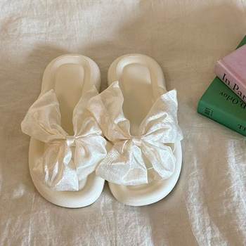 High-End Bow Flip-Flops for Women, New Spring Fashion Niche, Non-Slip Soft-Soled Beach Slippers for Women That Can Be Worn Outside