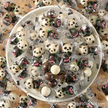 Panda Malinois Cocoa Butter Substitute Chocolate Sandwich Beans Children's Snacks Creative Christmas Internet-Famous Candy New Year Goods