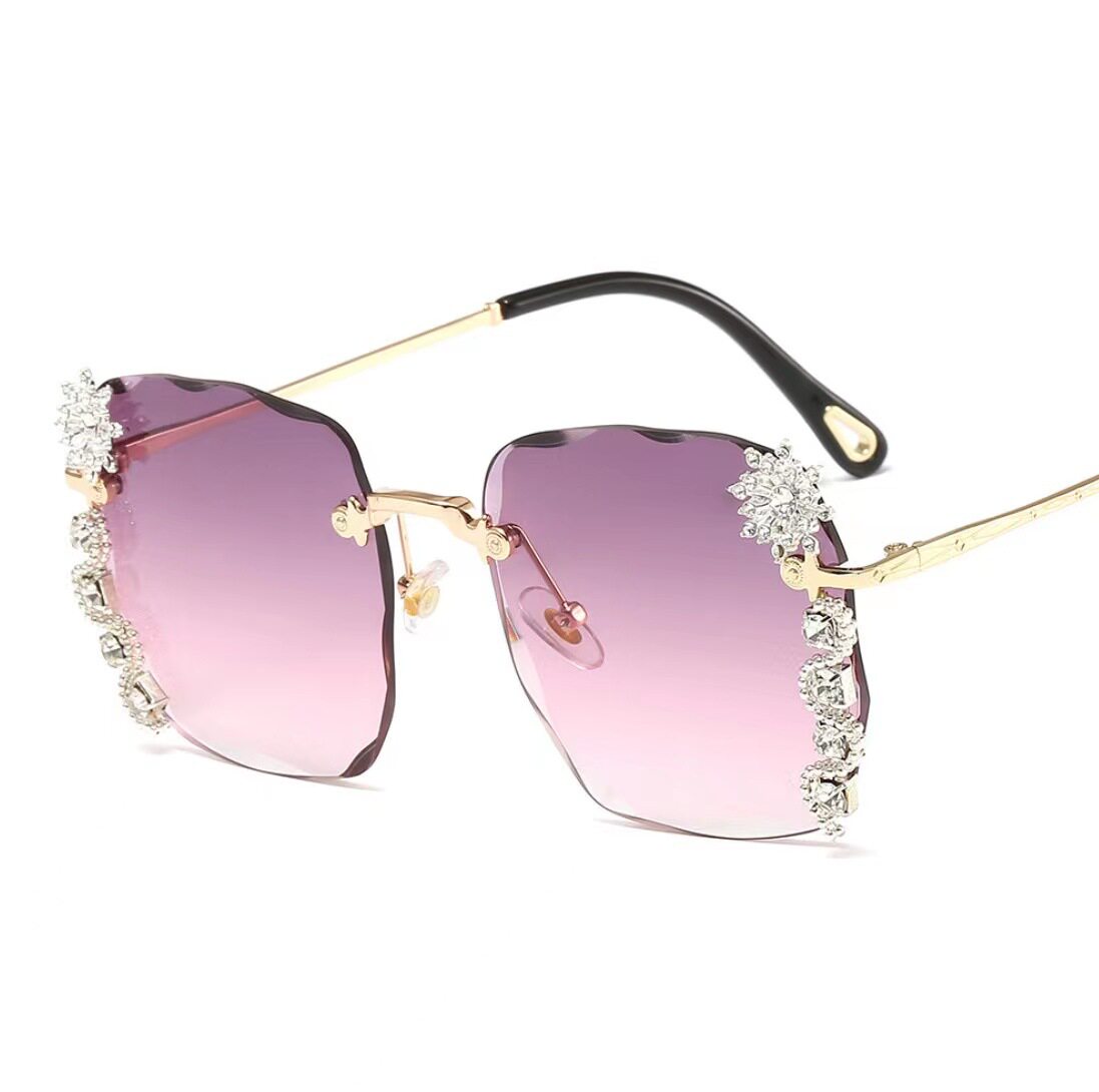 Frameless Trendy Bead Chain Sunglasses Gradient Luxury Sunglasses Women's Street Photo Glasses Fashion