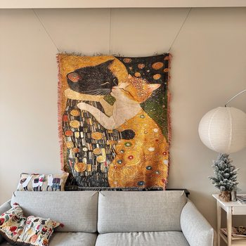 Art Series Cat Kiss Austria Gustav Klimm Gold Line Tapestries