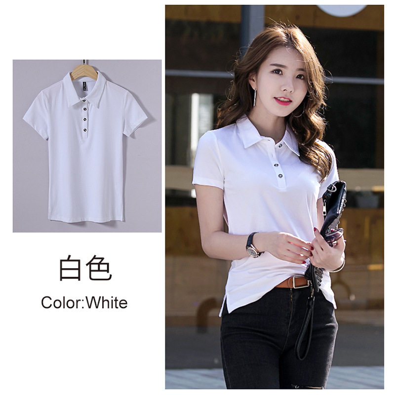 2026夏装纯色翻领韩版修身女装短袖T恤简约时尚上衣小polo衫1818