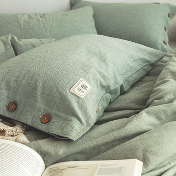 2025 New Cotton Linen Style Maternal and Infant Grade Class a Yarn-Dyed Cotton Household Single Pillowcase Pillow Leather Pillowcase Manufacturer Wholesale