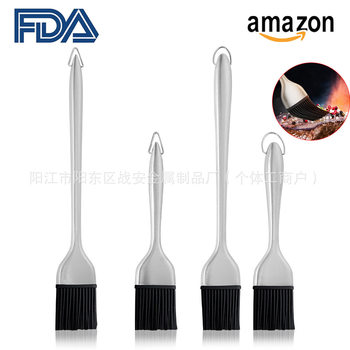 Factory Direct Sales High Temperature Resistant Silicone Brush Barbecue Brush Oil Brush Non-Shedding Stainless Steel Handle Kitchen Oil Brush Baking Brush