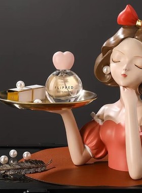 美睫打版女孩娃娃轻奢托盘收纳白雪公主美甲美睫店摆件装饰礼物