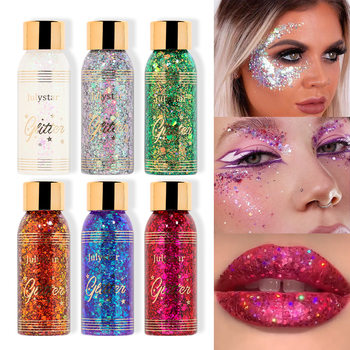 Cross-Border Makeup Gel Chameleon Sequin Liquid Eye Shadow European and American Stage Makeup Face and Body Explosive Glitter Eye Shadow
