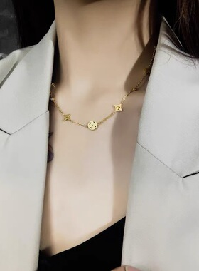 四叶草锁骨链女钛钢欧美风项链