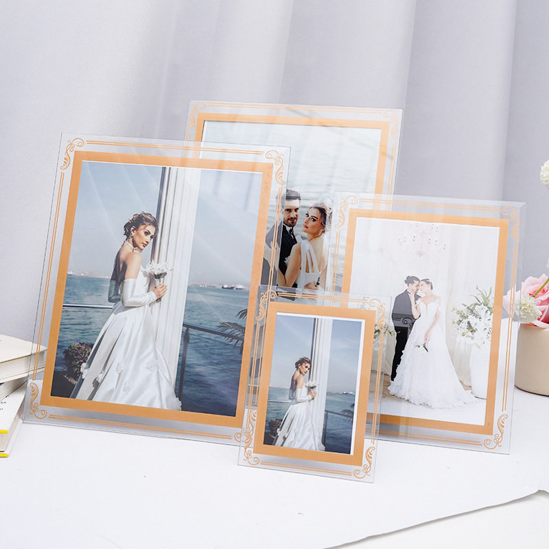 Baby Full Moon Photo Wedding Dress Desk Table Glass Photo Frame Newborn Transparent Crystal Hollow Photo Frame