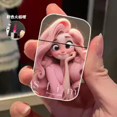 Pink Creative Inflatable Lighter Animation Cartoon Advertising Machine Flame Windproof Lighter Anna Princess Metal None