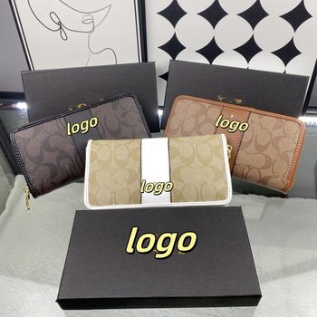 Big Brand Long Zipper Coin Purse with 12 Card Slots, Unisex, Accessible Luxury, Versatile for Business