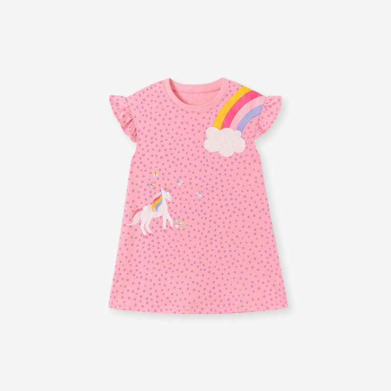 Vestido de niña de manga corta lindo, estilo, de verano