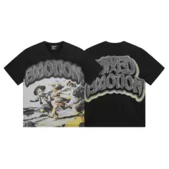 2025 Cross-Border American Trendy Brand Mixed Emotion T-Shirt Hot Diamond Export Street Retro Loose Short-Sleeved Men