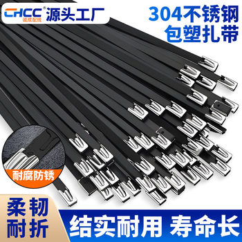 304 stainless steel self-locking plastic wrap cable tie metal marine fixed stainless steel self-locking tie wire harness