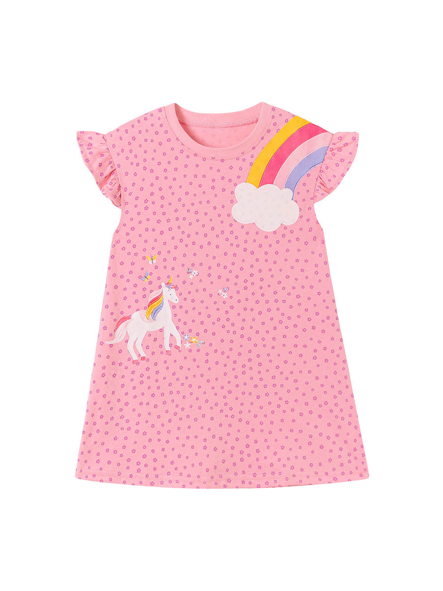 Vestido de niña de manga corta lindo, estilo, de verano