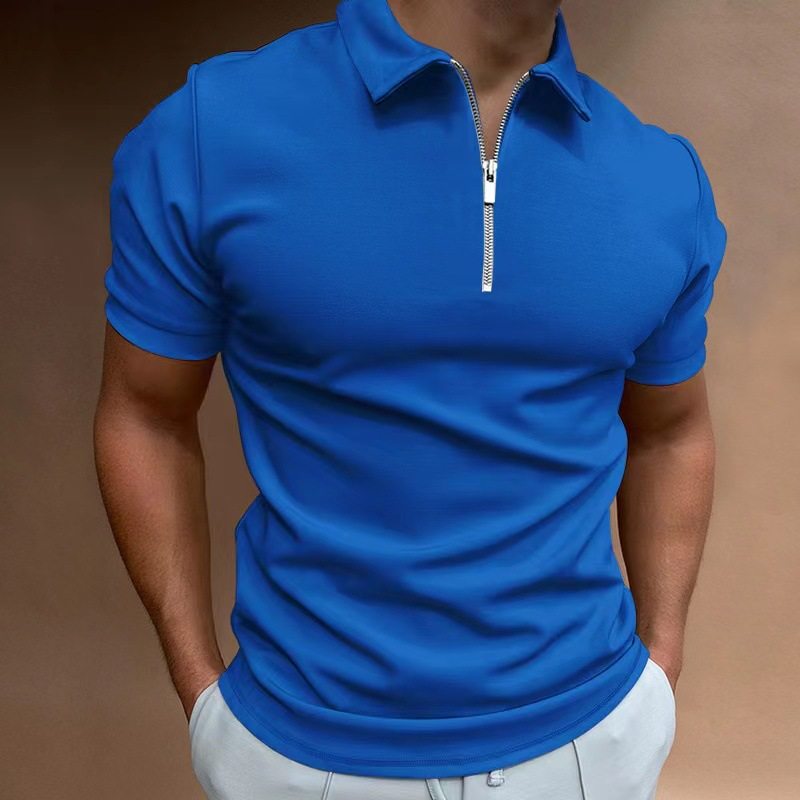 跨境2026夏季男式polo衫纯色短袖翻领t恤休闲合身上衣欧美男装5XL