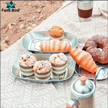Fengshen Bird Outdoor Camping Fruit Plate European Style Retro Tinplate Plate Camping Tableware Self-driving Tour Camping Tableware