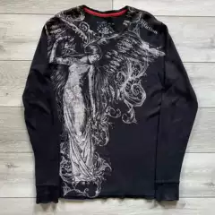 Amazon Men's Japanese Anime Retro Angel Round Neck Long Sleeve T-Shirt Pullover Top with Cuffed Long Sleeves