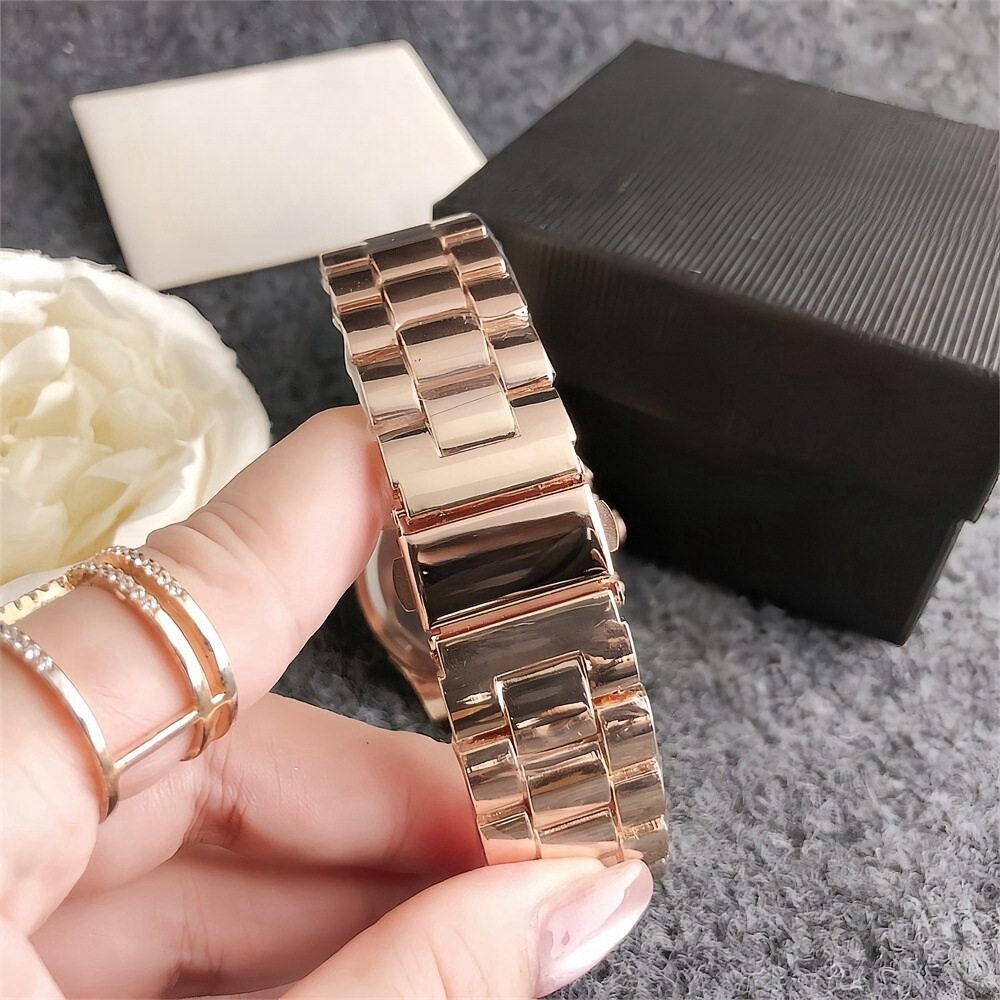 Rose Gold Diamond-encrusted Luxury Watch Men's and Women's Large Dial Three Eyes New Waterproof Watch Elegant Internet Celebrity Watch