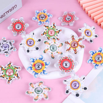 Plastic Lace Top Toy Transparent Space Earth Turning Small Top Creative Toy Gift Finger Earth Turning Top