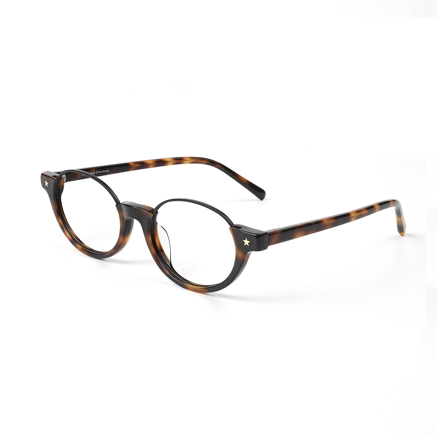 2025 New Inverted Half-Frame Myopia Glasses British Style High-End Glasses Frame Women's Plain Anti-Blue Light Flat Glasses