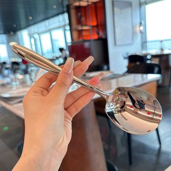 Stainless Steel Split Spoon Thickened Large Household Long Handle Spoon Hotel Canteen Restaurant Buffet Split Common Spoon