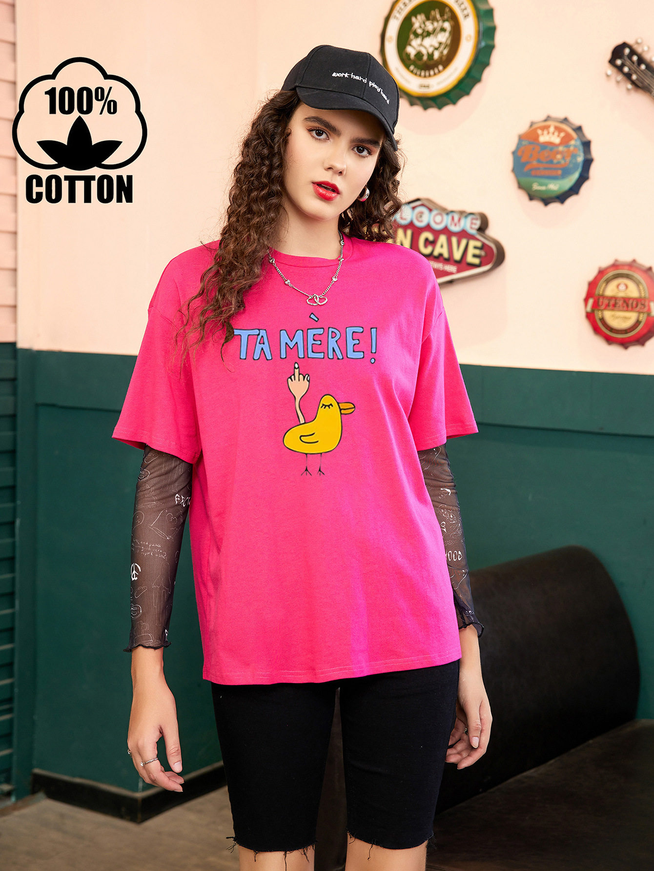 Cotton Printed Short Sleeve T Shirt Womens Casual Wear Comfortable Fit for Summer Ready to Ship