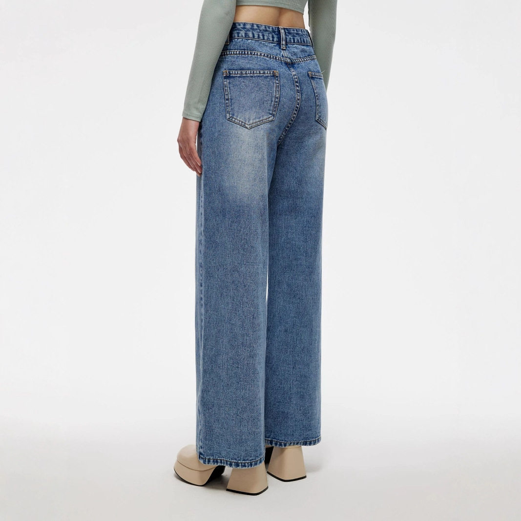 Wide Leg Vintage Denim Trousers Womens Autumn Fashion Casual Wear Wholesale Available OEM ODM service