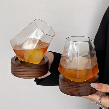 Creative Diamond Tumbler Glass Special-Shaped Cup with Base Set Whiskey Cup Drink Cup Wine Cup Shaker Cup