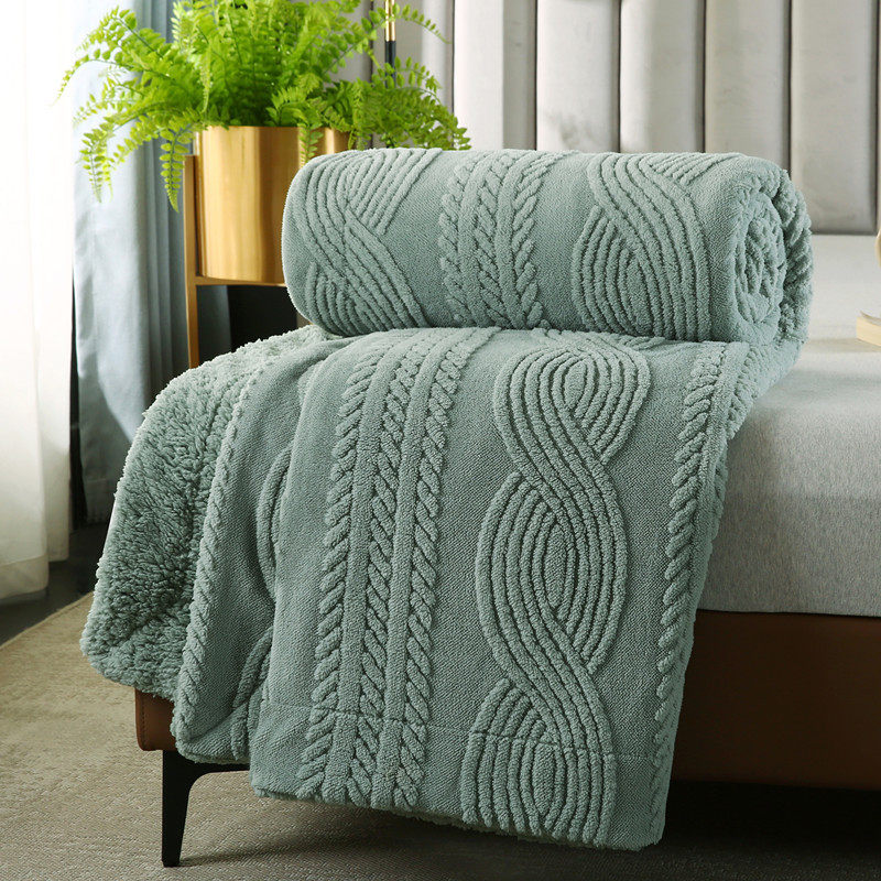 Cross-Border Export Thickened Double-Layer Taffeta Blanket Nordic Style Double Lamb Velvet Blanket Flannel Casual Cover Blanket