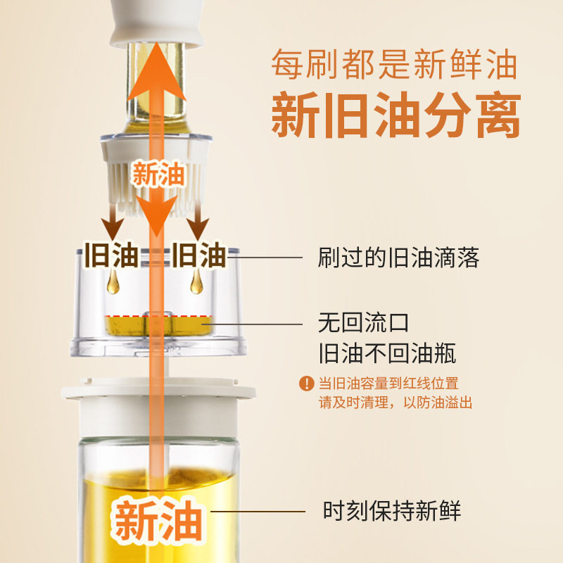 Self-designed oil storage brush high temperature resistant oil bottle integrated glass pancake barbecue brush oil brush with bottle silicone brush