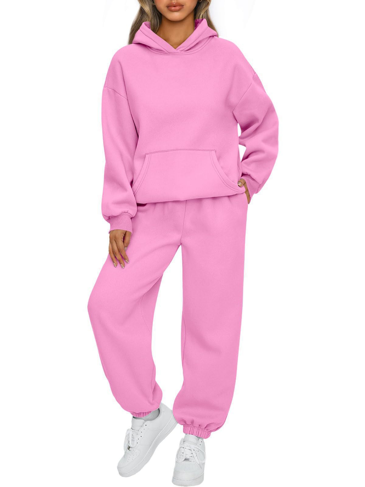 Casual Sports Hoodie and Jogger Set Solid Color Pocket Design Comfortable Fit Autumn Winter Collection Wholesale