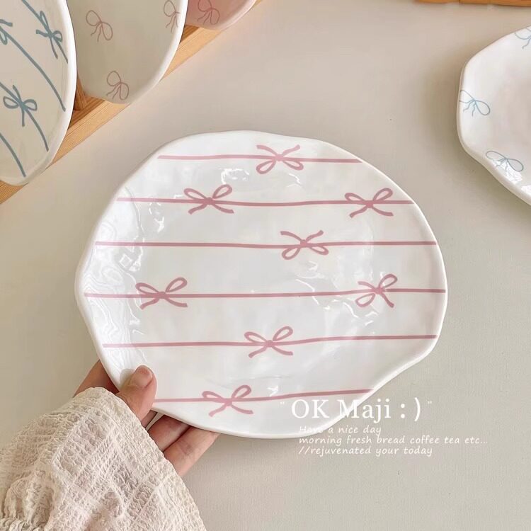 Breakfast Plate High-value Steak Dinner Plate Household Plate Cute Girl's Heart Ceramic Cake Plate Fruit Dessert Plate
