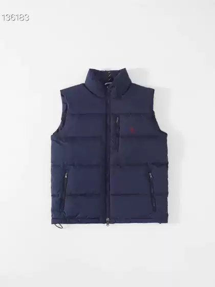 Ruff Pony Embroidery Men's Autumn and Winter Vertical Collar Light Down Vest Men's and Women's Jacket Vest