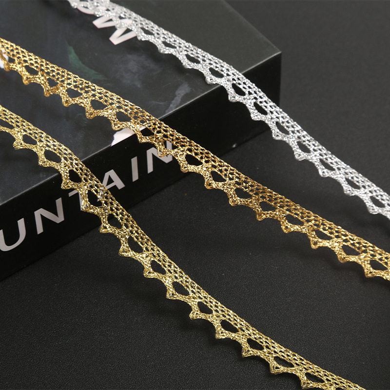1cm gold and silver silk lace accessories hollow embroidery wedding dress skirt skirt lace decorative design TNM001