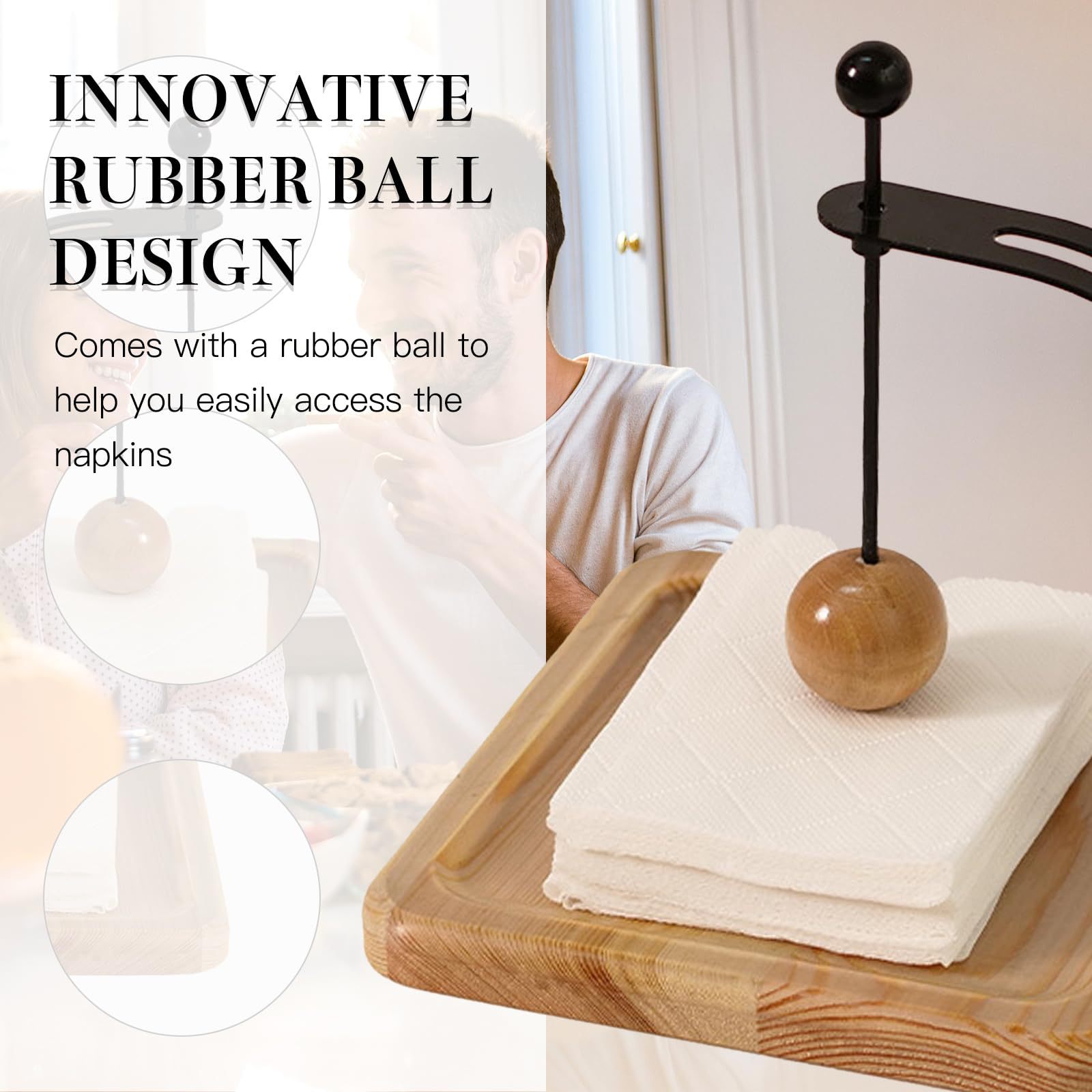 Cross-Border Wooden Paper Towel Holder Restaurant Tabletop Square Towel Paper Towel Holder Desktop Paper Storage Shelf Paper Towel Organizer