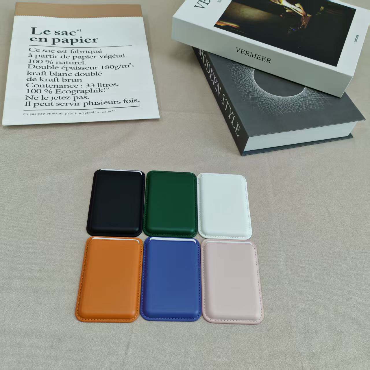 Suitable for Apple 14 Mobile Phone Card Holder Pu Leather Back Sticker Magsafe Magnetic Card Holder Factory Wholesale