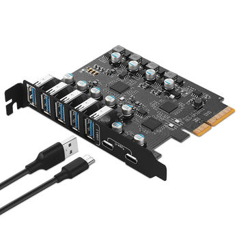 New 7-port USB3.2/3.1PCIE desktop expansion card 2 Type c 5 Type A supports MAC 10G