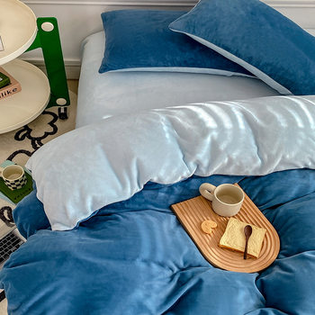 Autumn and Winter Milk Velvet Four-Piece Set 2025 New Double-Sided Fleece-Lined Coral Velvet Bed Bed Sheets Quilt Cover Three-Piece Thick Bed Set