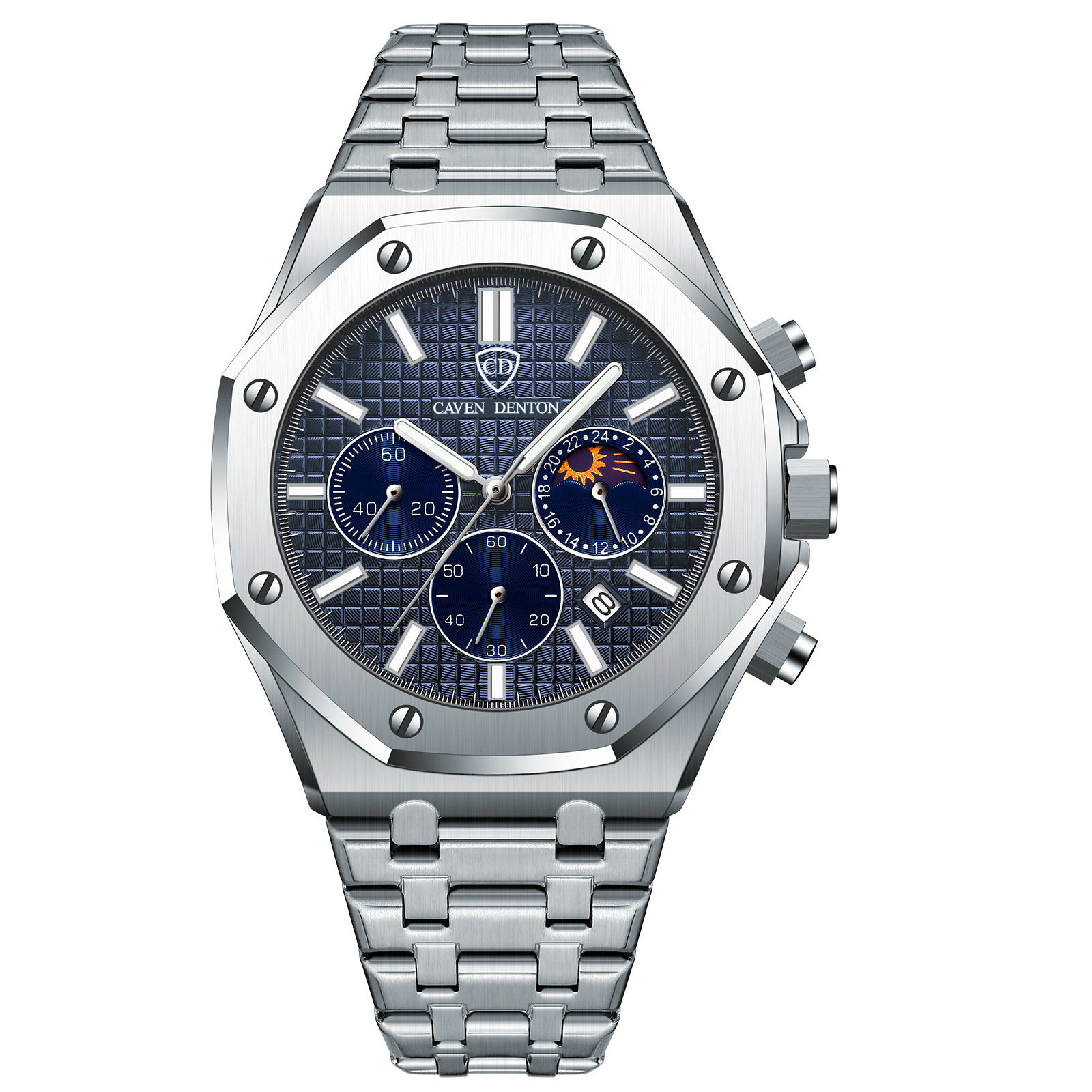 Cool Quartz Watch for Teenagers, Large Dial, Luminous, Waterproof Steel Band, Multifunctional, High-Looking, Fashionable Men