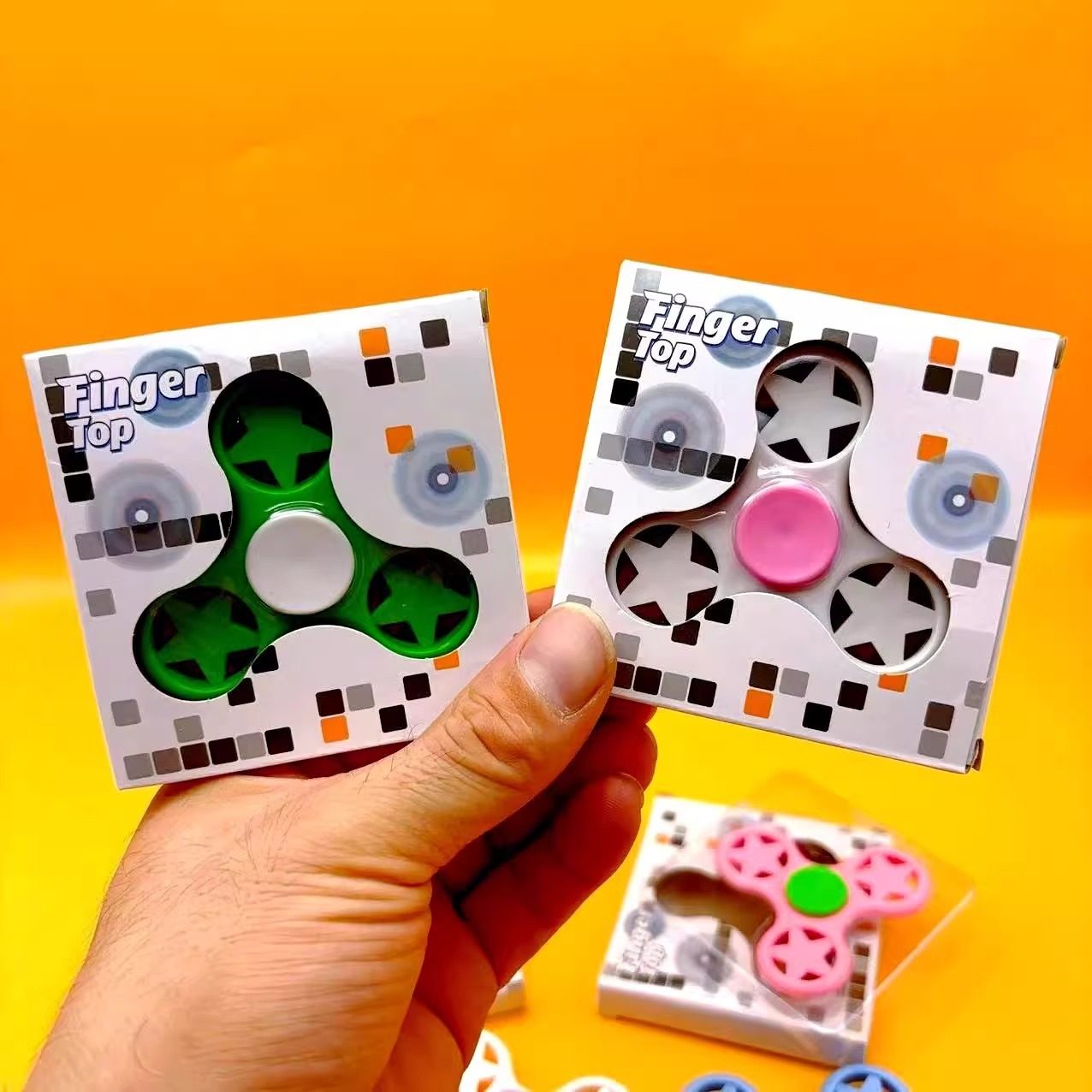 Boxed fingertip gyro finger three leaf decompression toy decompression puzzle children's stall supply wholesale student gifts