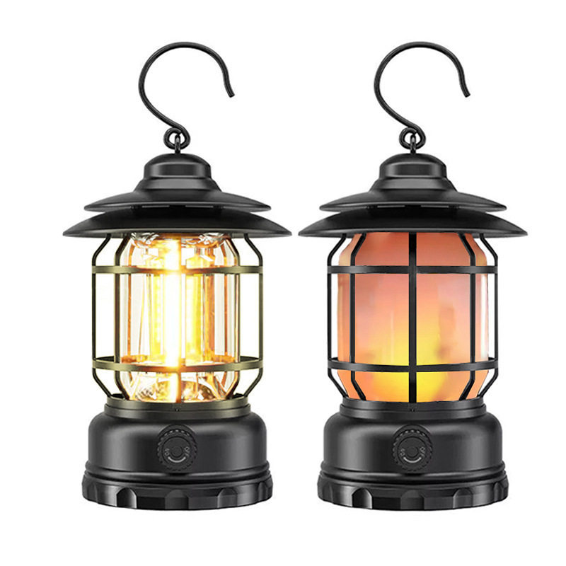 Outdoor Lantern Tiktok Hand Flame Retro Camping Lamp Camping Lamp Tent Charging Gift Atmosphere Lamp Horse Lantern