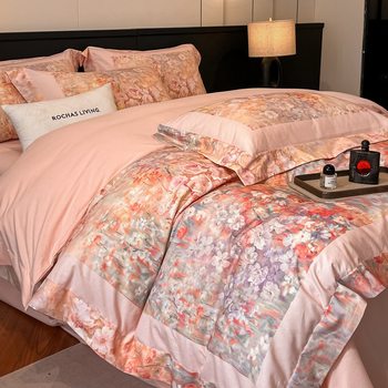 New Floral Pure Cotton Brushed Digital Printing Four-Piece Set American Cotton Thickeneded Quilt Cover Bed Sheetss Bedding
