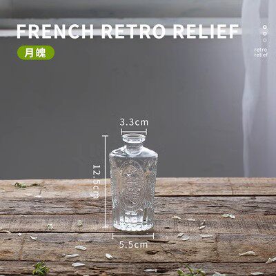 跨境热销复古玻璃花瓶插画高级感香薰瓶 透明ins风摆件小花瓶套装