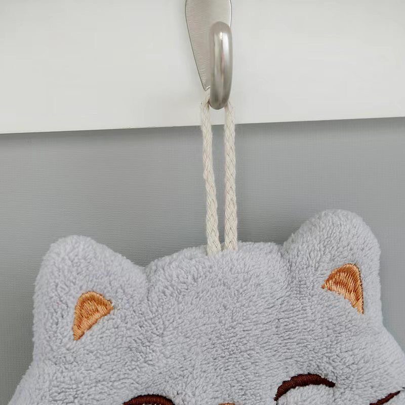 Lucid Cat Wall-mounted Convenient Hand Towel Cute Children's Toilet and Kitchen Dual-use Cartoon Towel for Hair