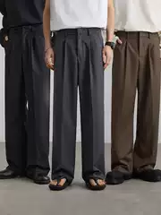 LKTM Men's Korean Fashionable Pleated A- line Suit Pants Men's and Women's High-end All-match Loose Drape Casual Long Pants