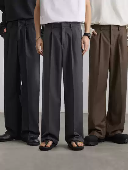 LKTM Men's Korean Fashionable Pleated A- line Suit Pants Men's and Women's High-end All-match Loose Drape Casual Long Pants